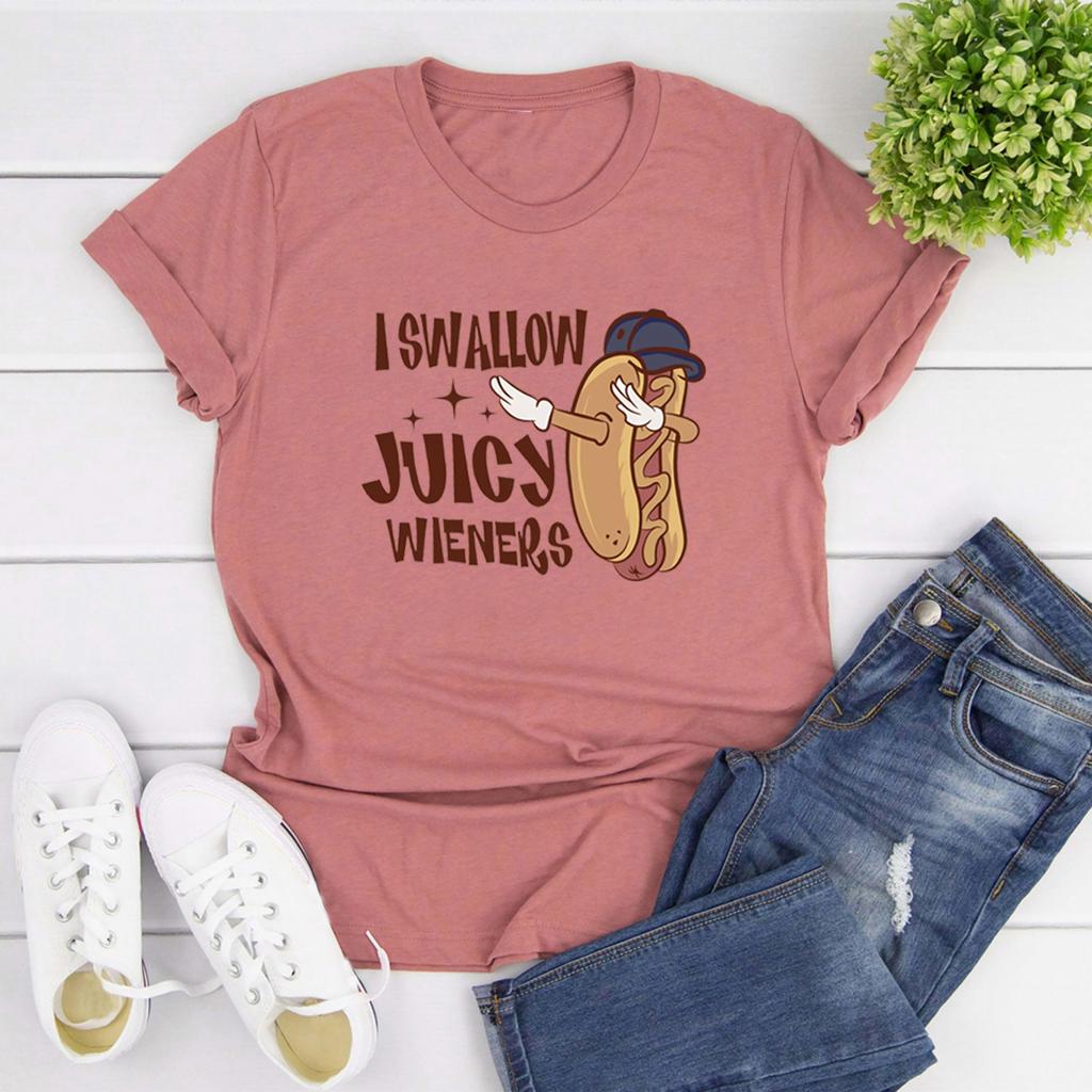 Футболка «Я глотаю сочные венские сосиски» Футболка «Странная специфическая» Футболка «Забавный мем» Футболки с коротким рукавом и круглым вырезом Футболки «Саркастические девчонки»