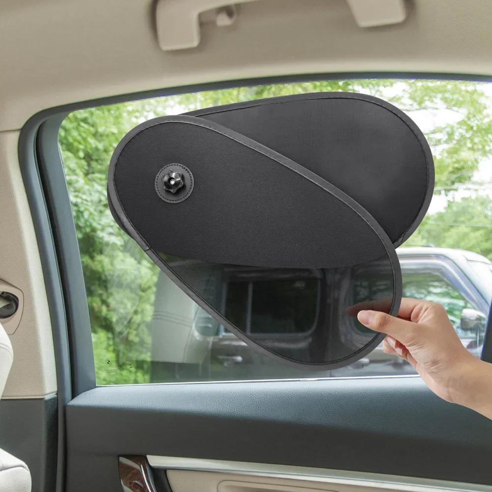 Foldable Car Side Window Sun Shade Mesh Curtain, Adjustable Uv Protection Visor With Suction Cups