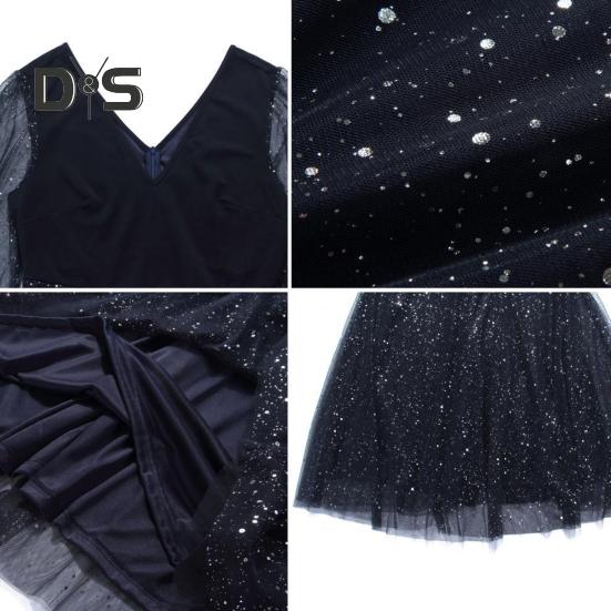 Вечернее платье больших размеров с узором в горошек, двухслойным подолом, сетчатыми рукавами, облегающим кроем, V-образным вырезом, платье-трапеция с V-образным вырезом, выпускное платье миди