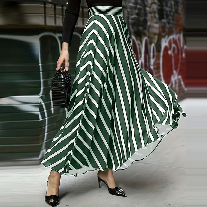 ZANZEA Женские повседневные свободные длинные юбки в полоску