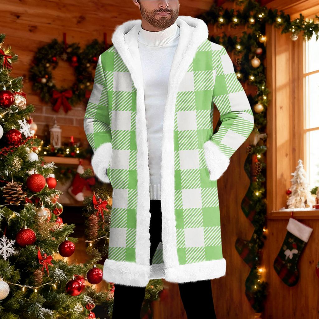 Мужской кардиган с капюшоном, длинное пальто для сохранения тепла
