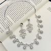 Silver Plated Diamond Round Necklace Set Diamond Necklace Set for Women
