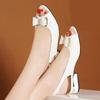 Women Rhinestone Buckle Sandals Low Heel Office Work Bow Leather Summer
