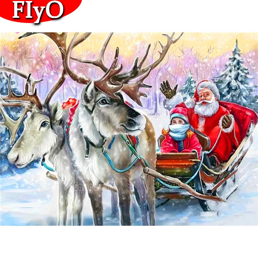 Полный квадратный алмазный набор для рисования оленя, распродажа, алмазная вышивка, мозаика Санта-Клауса, снег, рукоделие, Рождественский подарок