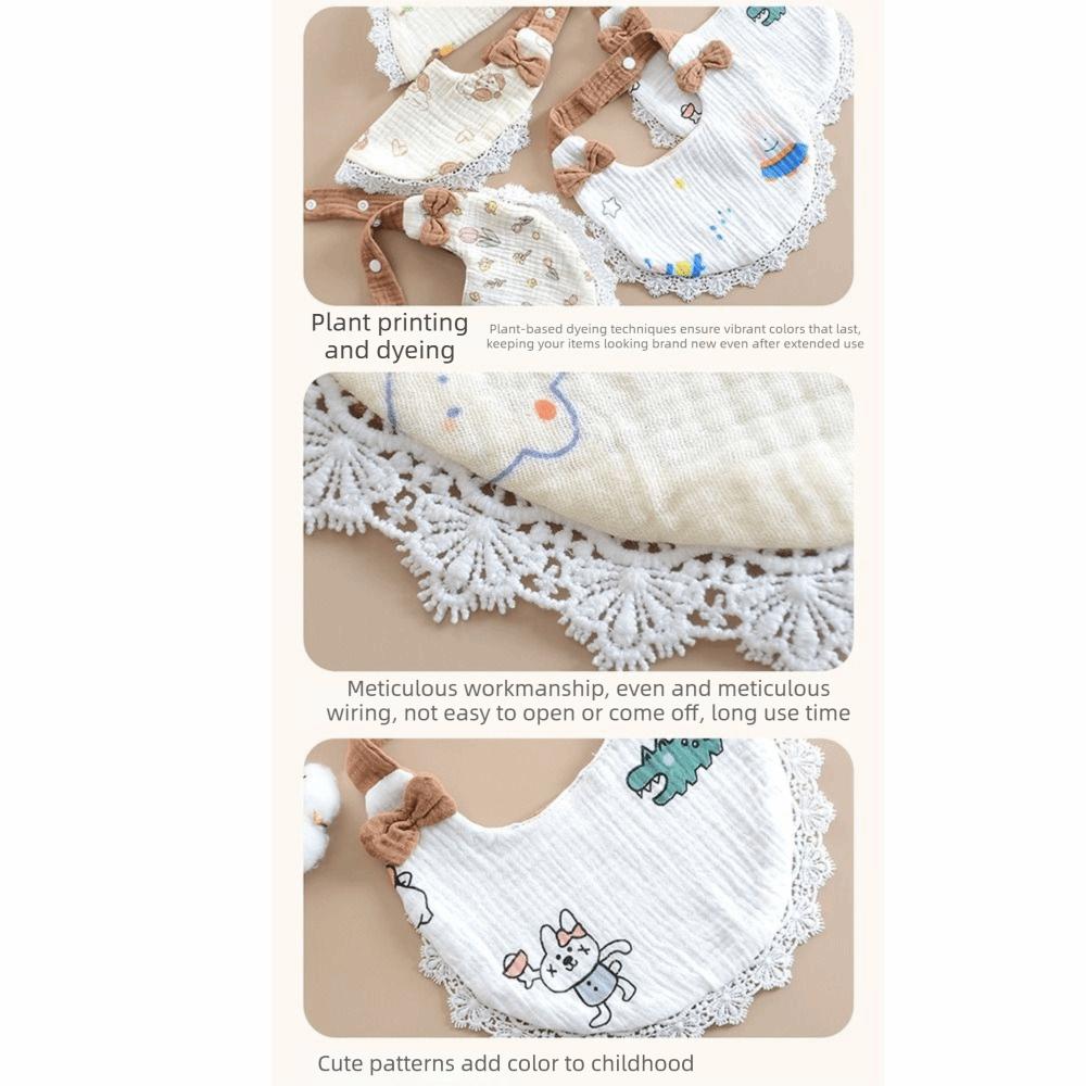 Breathable Baby Feeding Bib Soft Gauze Lace Bow Burp Cloth Cute Cotton Drool Towel Feeding Time