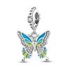 925 Sterling Silver Pink Blue Butterfly Dragonfly Charms Beads For Women Fit Original Bracelet Diy Jewelry Marking Girl