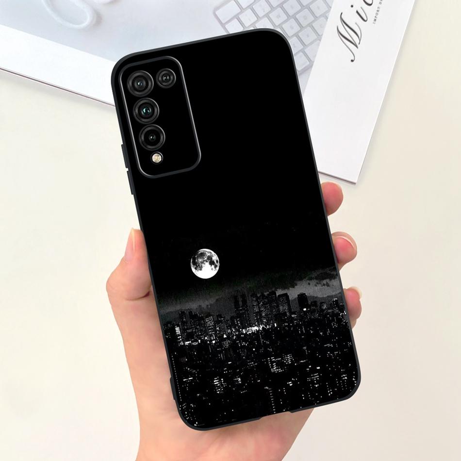 For Honor 10X Lite Phone Case Honor 10Xlite DNN-LX9 Fashion Moon Design Soft Silicon Shockproof Protective Cover Bumper
