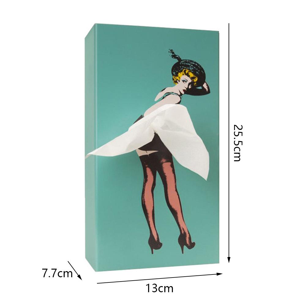 New Flying Skirt Girl Tissue Box Retro Tissue Box for Fun Decorative Ornaments, Blue