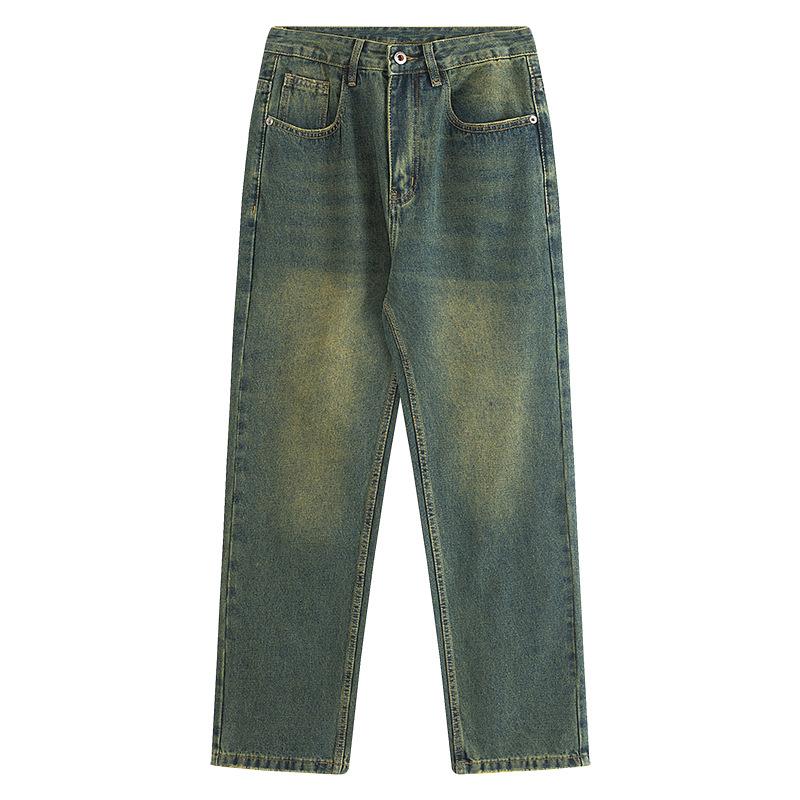Американские уличные ретро мужские джинсы высокого класса прямые джинсы мужские простые свободные длинные брюки из денима