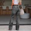 Женские свободные универсальные удобные джинсы с высокой талией Straight Hole