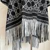 Winter France Knitting Tassels Shawl Women Fashion Warm Natural Plaid Muffler Female Vintage Design Knit Loose Print Scarf New