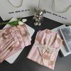 Spring Pink Striped Bear Pajama Set - Japanese Style Cartoon Homewear