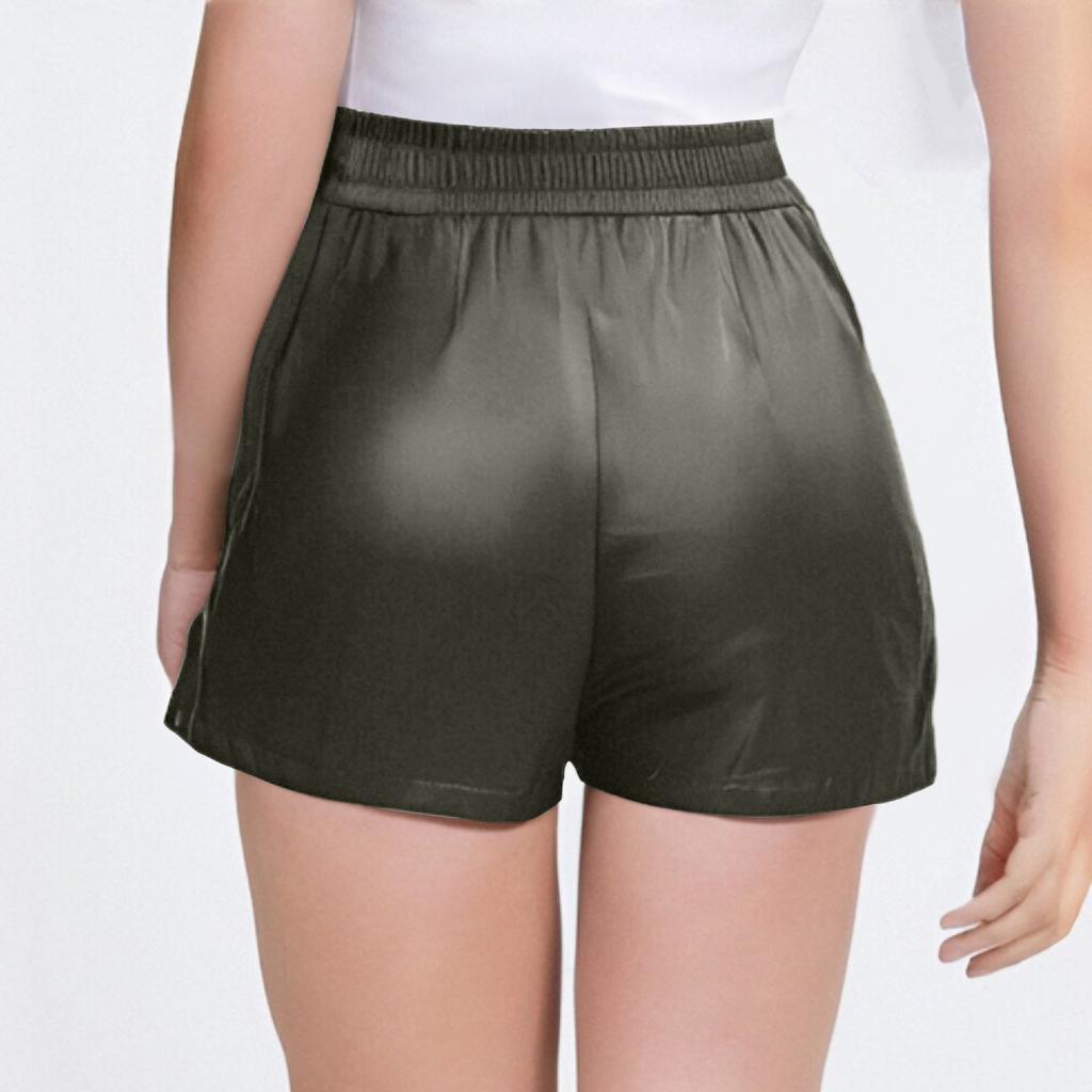 Модные повседневные короткие брюки из искусственной кожи с эластичной резинкой на талии для девочек