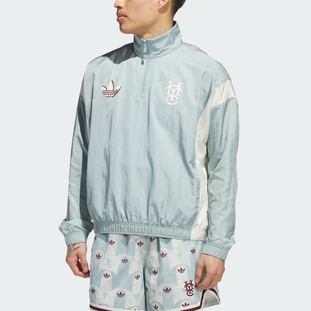 adidas Оригинальная куртка с длинным рукавом и молнией до середины, логотип коллаборации Originals X Hoop York City, унисекс, зеленая, JC5971
