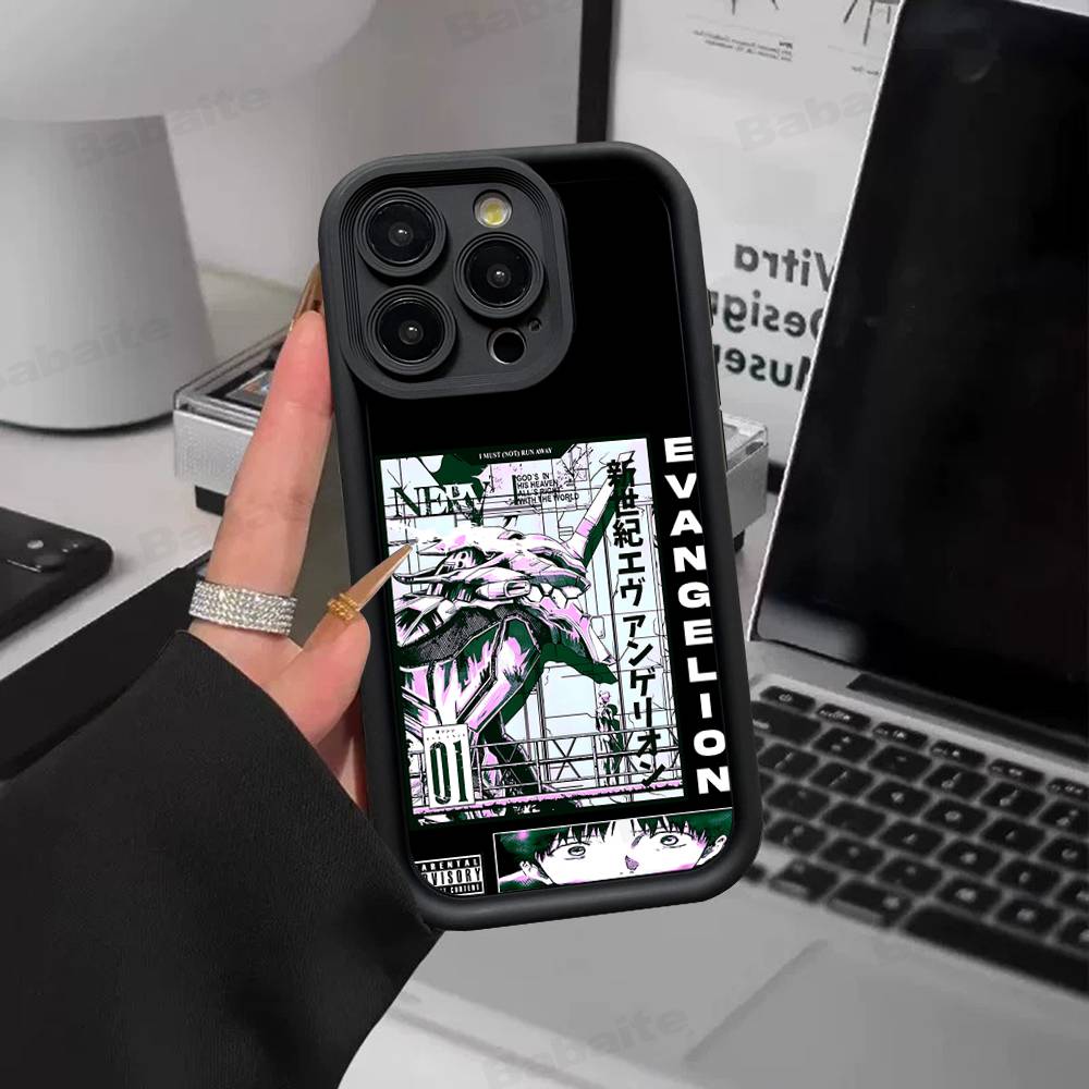 Классический аниме чехол для телефона E-evangelion для iPhone 17 16 15 14 13 12 11 Pro Max Mini Plus Мягкая задняя крышка из ТПУ