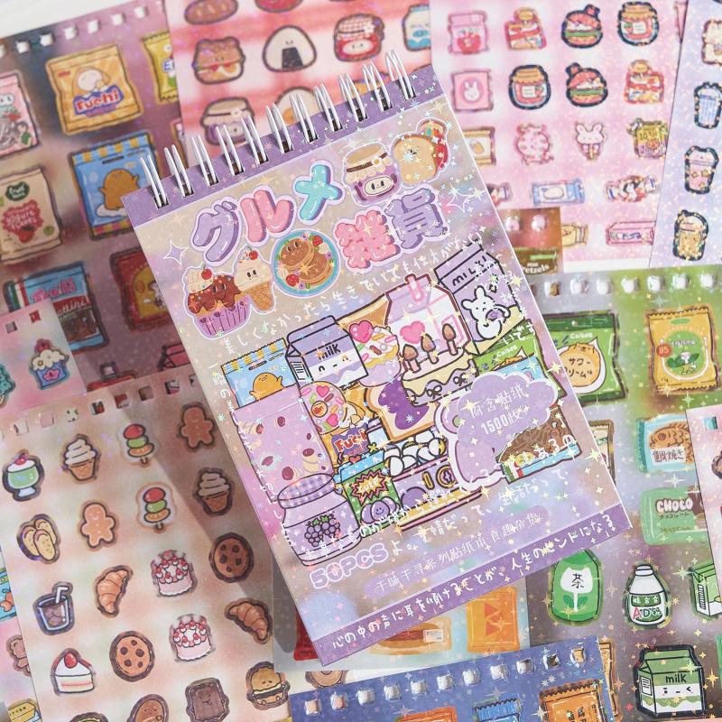 50-Piece Japanese-Style Spiral Sticker Album, Delicate Japanese Elements for Handmade Embellishment, Journal Scenery Creation