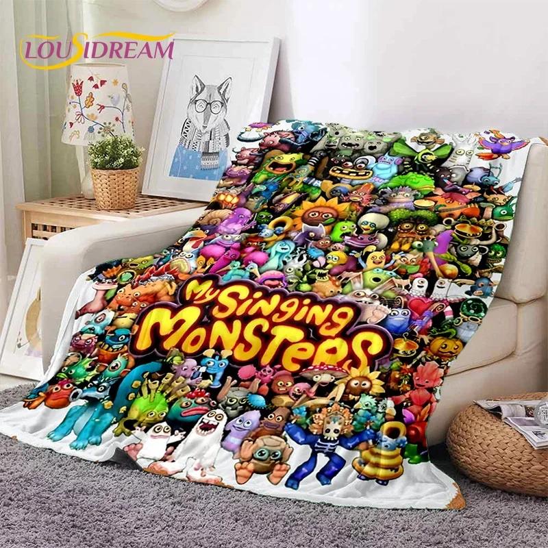 Игровое одеяло My Singing Monsters Мультяшное Мягкое Фланелевое для Кровати Спальни Дивана Пикника, Плед для Покрытия на Улице Повседневный Подарок