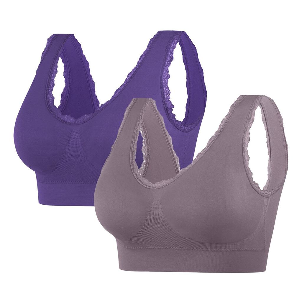Double-layer sports lace without steel ring text yoga less vest shock-proof sleep large size