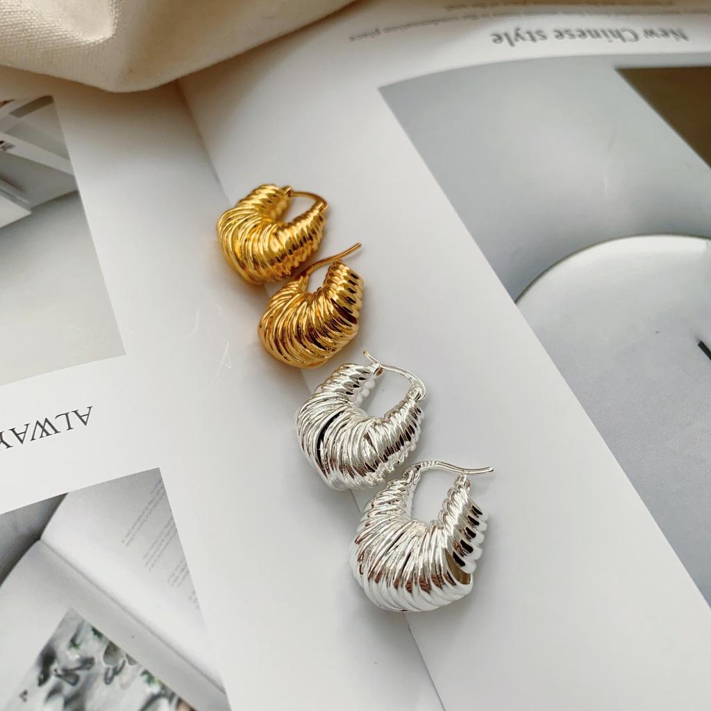 Минималистичные европейские и американские серьги-рожки и каффы из латуни с золотым покрытием