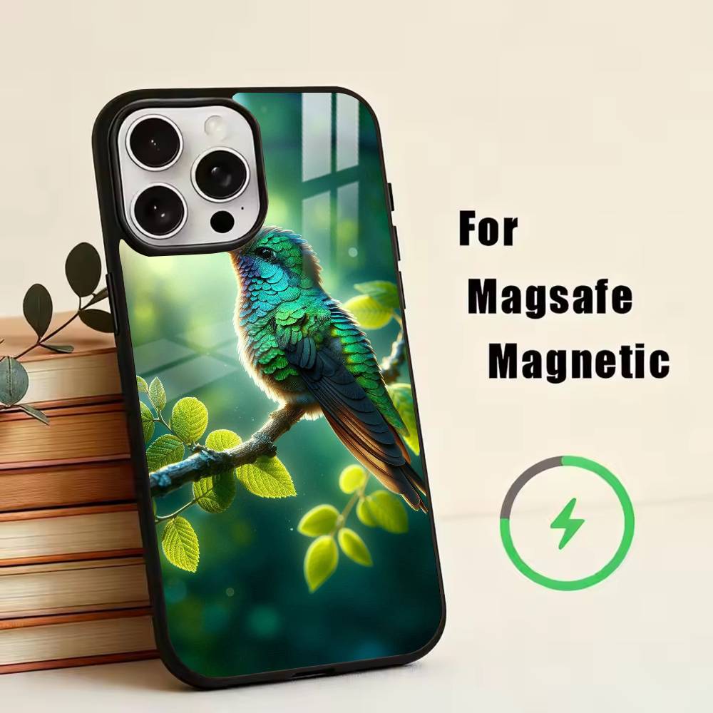 Красочная птица H-Жужжащая Чехол для телефона Для iPhone 17, 16, 15, 14, 13, 12, 11 Plus, Pro Магнитный Для Magsafe Беспроводная зарядка