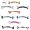 1PC Steel Crystal Gem Eyebrow Ring Tragus Helix Rook Earring Piercings Curved Banana Piercing Lip Helix Rings Jewelry 16G