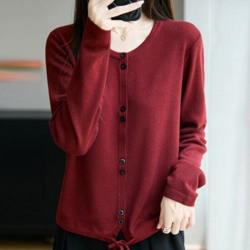 Navava Women Long Sleeve Knit Cardigan With String Hem Nk3180