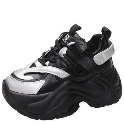 Мода 2024 года, женские кроссовки на толстом каблуке 8 см, спортивная обувь на платформе, женская обувь на шнуровке, толстая подошва, повседневная обувь из кожи, Zapatillas Mujer