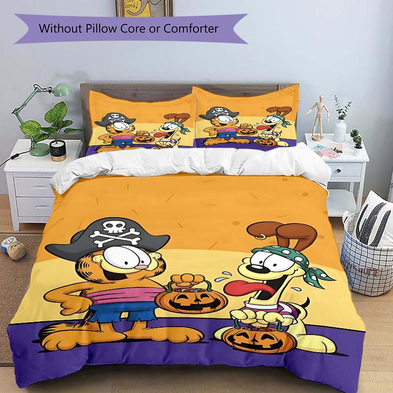 3pcs Halloween Garfield and Odie Bedding Set, Including, Without Filling, Soft and Comfortable Home Bedroom.H044