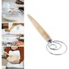 Stainless Steel Danish Dough Whisk with Wooden Handle - Professional Kitchen Baking Tool for Artisanal Bread and Cake Mixing