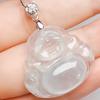 S925 Sterling Silver Jade Buddha Pendant with 18K Gold Melon Seed Buckle - Free Shipping