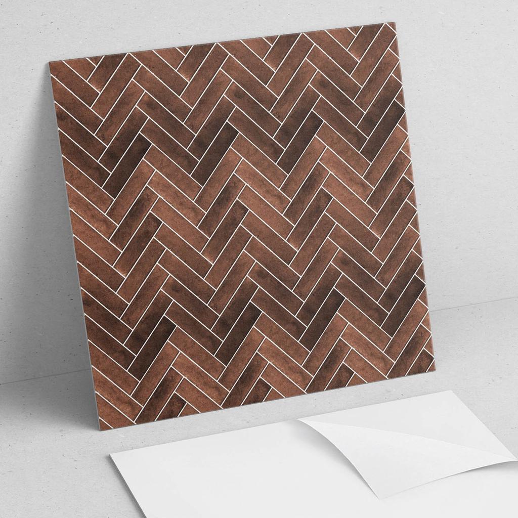 Gotowe Do Montażu Kafelki Winylowe Z Dekoracyjnym Nadrukiem Wzór Jodełkowy Drewna 20X20X20 Cm