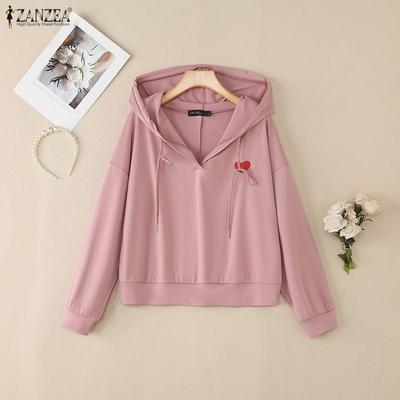 Женские повседневные худи с длинным рукавом, с вышивкой и принтом, с капюшоном