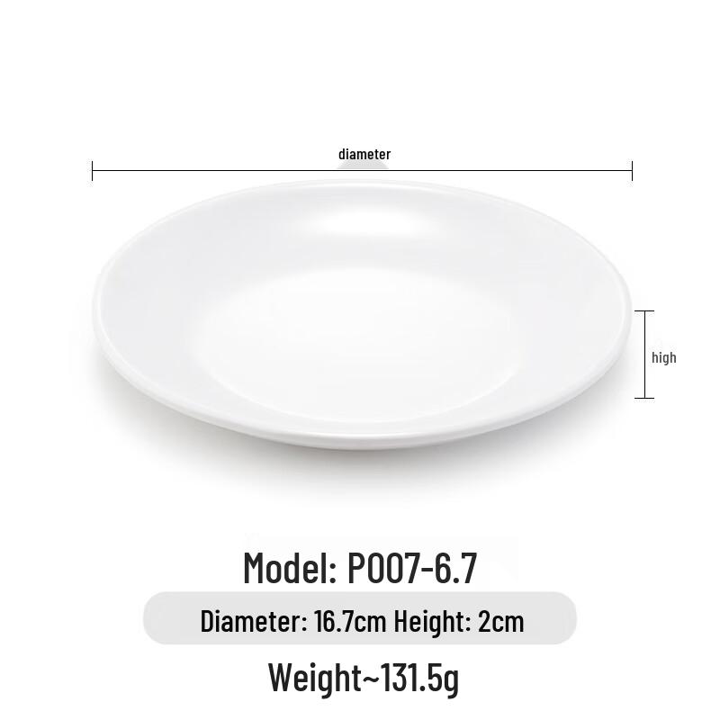 White Melamine Round Dinner Plate