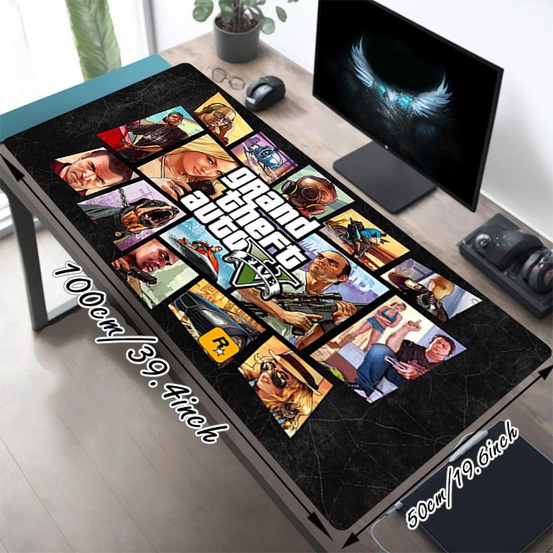 Игровой коврик для мыши GTA V XL Нескользящая резиновая основа Прошитый край Водонепроницаемый коврик для стола для ПК Ноутбука Геймера Офиса Компьютерные Аксессуары C92966