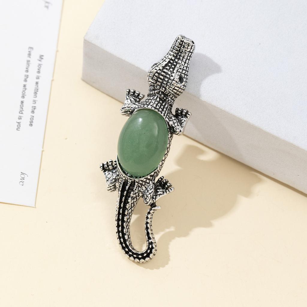 Брошь из натурального камня в форме ракушки, брошь в форме крокодила для элегантного официального пальто, ювелирный аксессуар 68x22 мм