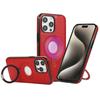 For iPhone 15 Pro Max Case Magnetic Kickstand PU Leather Coated PC+TPU Phone Cover