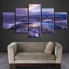Canvas Wall Art 5 Piece Paintings Forest Snow Mountain Posters Scenery Pictures Home Modern Room Decor Living Room Decoration No Frame
