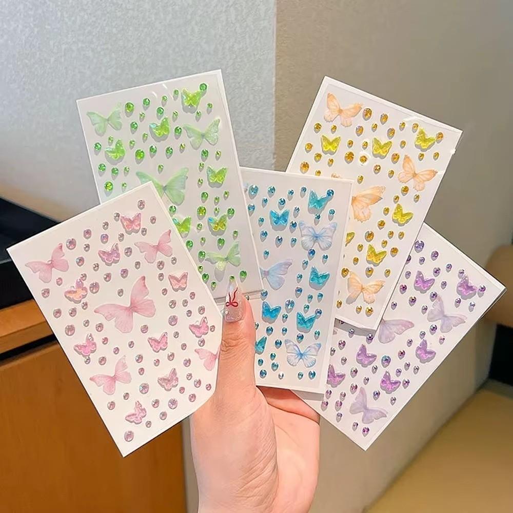 Resin Rhinestone Face Stickers Self-adhesive Butterfly Decals DIY Decoration