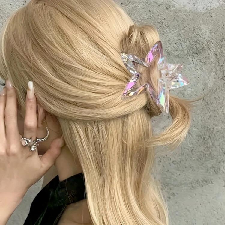 Красочная полая заколка-акула-звезда Сладкая заколка для полусобранных волос Милая заколка-хвост в форме пятиконечной звезды Модная заколка для волос