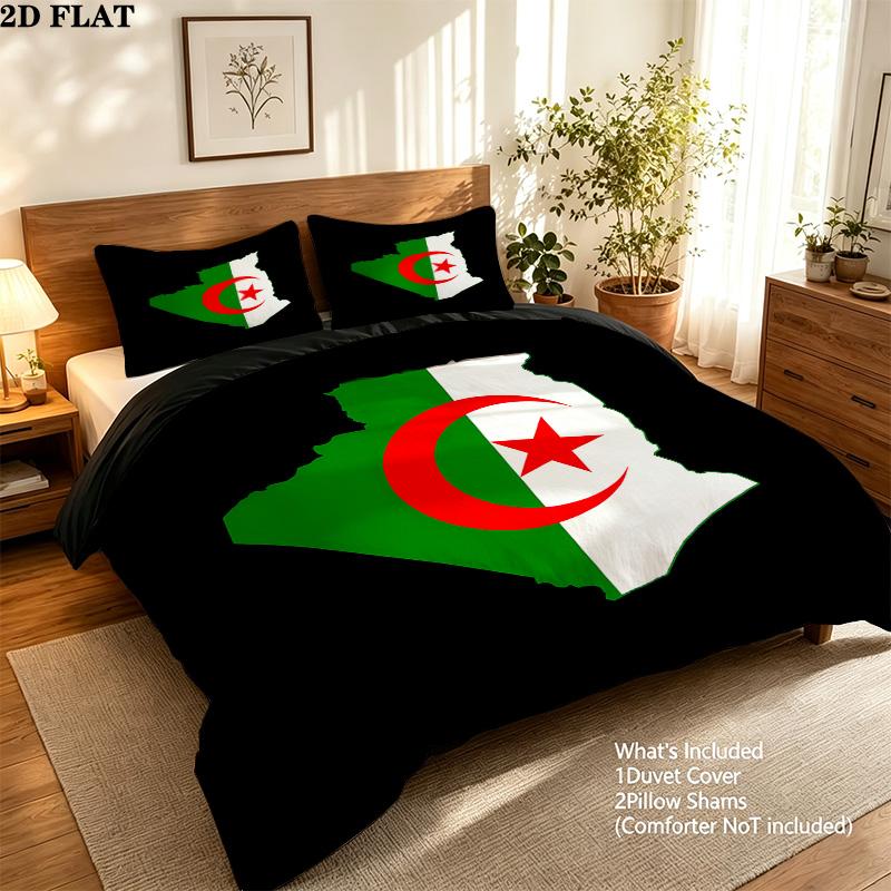 Algeria Pattern Bedding Quilt Set Quilt Cover Pillowcase Home Birthday Gift(1 * duvet cover + 2 * pillowcase, without core)