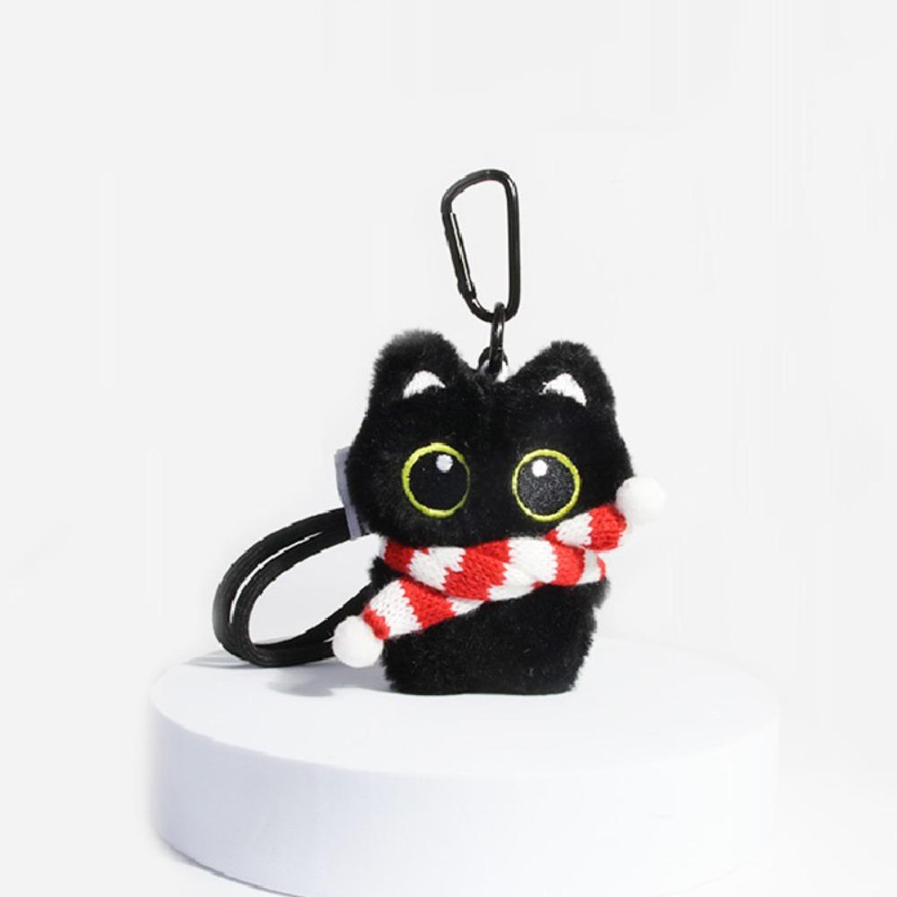 Плюшевая игрушка Черный кот брелок мультяшный котенок декор для сумки-рюкзака подвески аксессуары для ключей автомобиля