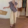 Новый летний стиль Женский низ Прямые брюки Японские укороченные брюки Универсальные брюки с высокой посадкой Женские брюки Брюки-бумага Нишевые брюки