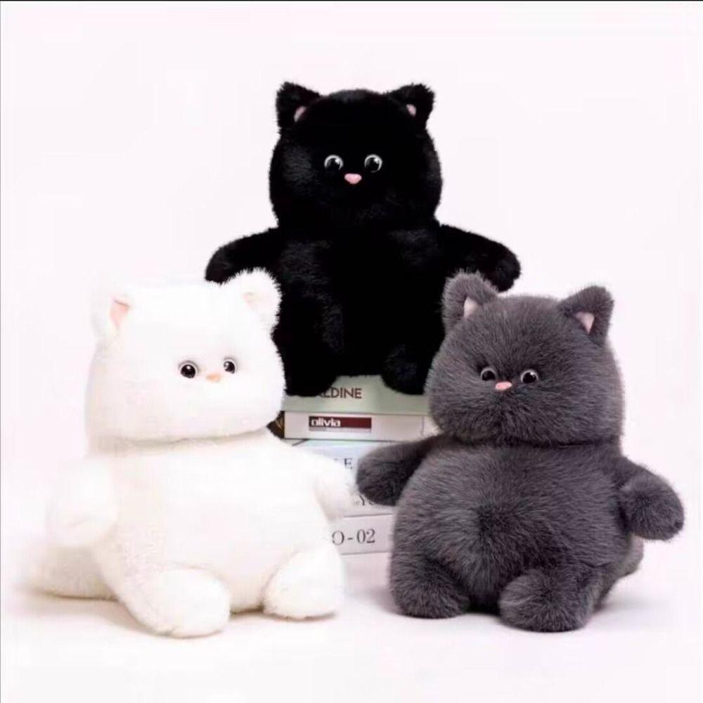 Chubby Shape White Cat Plush Toy Soft Toys Cat Doll Ideal Gift Stuffed Animal Home Decor