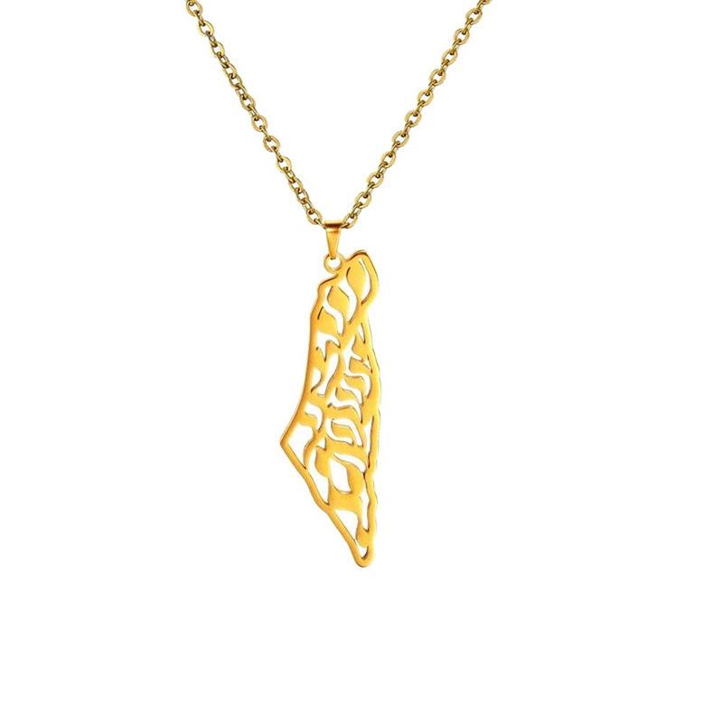 Israel Palestine Map Pendant Necklace For Women Men Arabic African Jamaica Stainless Steel Gold Color Chain Necklaces Jewelry