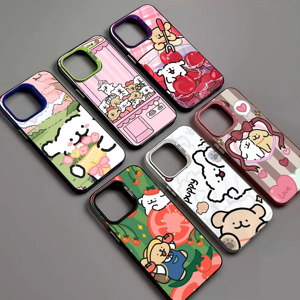 Мальтийская милая щенячья линия Для IPhone 17 16 15 14 13 12 11 Pro Max Plus Матовый цвет Задняя крышка телефона
