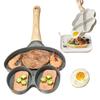 Omelette Pan 4-Cup Non-Stick Egg Frying Mold Heart-Shaped Mini Cooker Pan with Wooden Handle