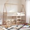 VidaXL Bunk Bed with Ladder and Roof 90x200 Cm Solid Pine Wood, Mid Sleeper, Loft Bed with Ladder, Bed 3282104