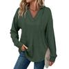Women's Fashion Solid-Color Long-Sleeve Hooded V-Neck Casual Sweatshirt Top