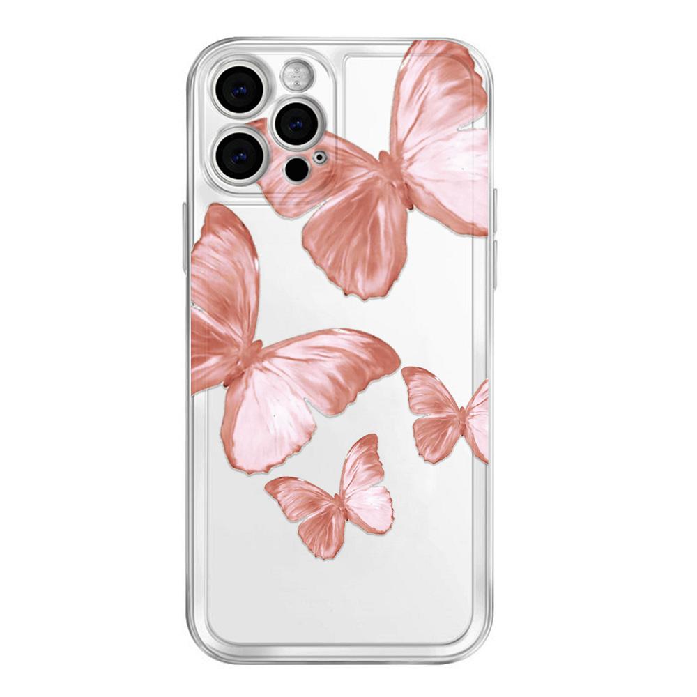 Butterfly Transparent Shockproof Phone Case for iPhone 16e 11 12 13 14 15 16 Pro Max XS X XR 7 8 16 Plus Soft Cover