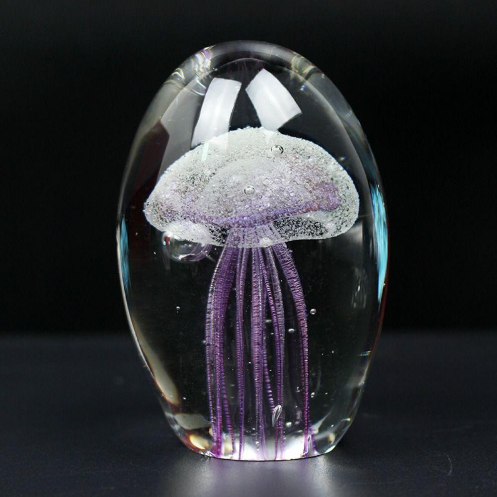 Craft Jellyfish Figurines Crystal Glass Craft Paperweight Table Ornaments Table Top Decor